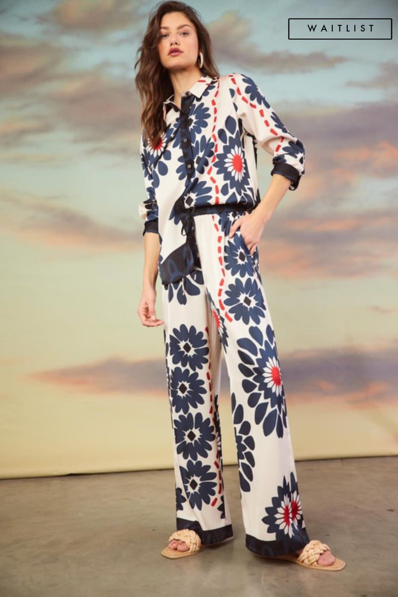 Waitlist 5/10♥ Doreen Floral Print Wide Leg Pants Ivory – Miss Match Group  Inc.