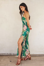 Sleeveless Floral Print Maxi Dress Green