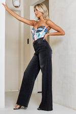  High Rise Wide Leg Jeans Black