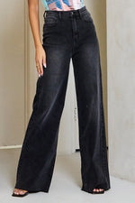  High Rise Wide Leg Jeans Black