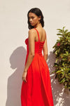  Sleeveless Corset Midi Dress Red