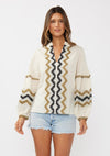 Long Sleeve Jacquard Top Natural