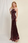 Sleeveless Sequin Maxi Dress Burgundy