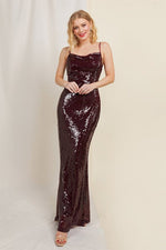 Sleeveless Sequin Maxi Dress Burgundy