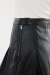 Posie Pleated Vegan Leather Mini Skirt Black