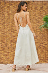  Sleeveless Open Back Linen Maxi Dress Natural