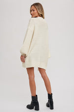 Long Sleeve Chuky Cable Knit Open Cardigan Cream