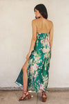 Sleeveless Floral Print Maxi Dress Green