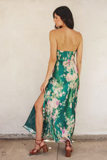 Sleeveless Floral Print Maxi Dress Green