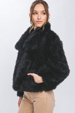 Hayden Long Sleeve Faux Fur Jacket Black