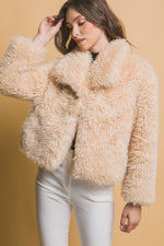 Hayden Long Sleeve Faux Fur Jacket Khaki