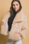 Hayden Long Sleeve Faux Fur Jacket Khaki