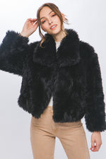 Hayden Long Sleeve Faux Fur Jacket Black