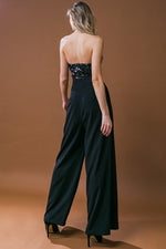 Sleeveless Sequin Bodice Wide Leg Jumpsuit Black