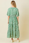 Short Sleeve Abstract Print Maxi Dress Green