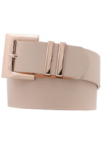 Julia Square Metal Buckle Vegan Leather Belt Taupe