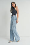 High Rise Wide Leg Jeans Light Wash