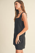 Sleeveless Linen Mini Dress Black