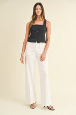 Waitlist 2/6 ♥ Miranda High Rise Patch Pocket Wide Leg Jeans White