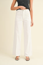 Waitlist 2/6 ♥ Miranda High Rise Patch Pocket Wide Leg Jeans White