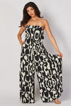 Sleeveless Abstract Print Wide Leg Jumpsuit Black