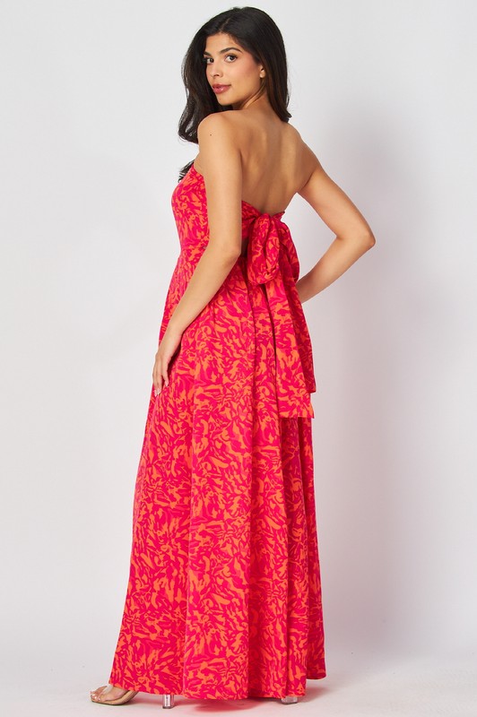 Sleeveless Abstract Print Wide Leg Jumpsuit Red