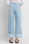  High Rise Cruffed Wide Leg Jeans Light Wash