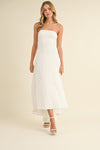 Sleeveless Stretch Linen High Low Maxi Dress White