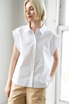 Sleeveless Button Down Top White