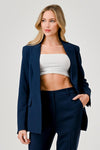 Long Sleeve Notched Lapel Blazer Navy