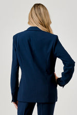 Long Sleeve Notched Lapel Blazer Navy