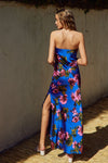 Sleeveless Floral Print Maxi Dress Navy