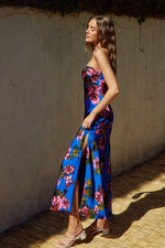 Sleeveless Floral Print Maxi Dress Navy