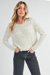  Long Sleeve Pointelle Cropped Cardigan Ivory