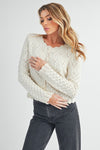 Waitlist 11/5 ♥ Hannah Long Sleeve Pointelle Cropped Cardigan Ivory