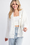 Long Sleeve Accent Button Down Cardigan White