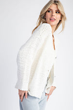 Long Sleeve Accent Button Down Cardigan White