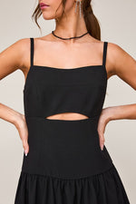 Sleeveless Cut Out Drop Waist Mini Dress Black