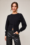 Steph Long Sleeve Front Zipper Sweater Top Black