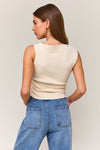 Sleeveless Asymmetrical Neckline Top Ivory