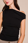 Sleeveless Asymmetrical Neckline Top Black