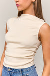 Sleeveless Asymmetrical Neckline Top Ivory