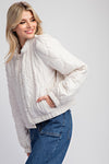 Long Sleeve Button Down Quilted Jacket Ivory