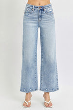  High Rise Crop Wide Leg Jeans Light Wash