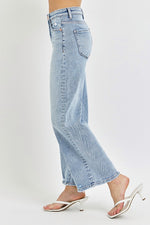  High Rise Crop Wide Leg Jeans Light Wash