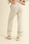 Long Sleeve Open Back Sweater Top And Pants Set Grey