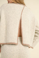 Long Sleeve Open Back Sweater Top And Pants Set Grey