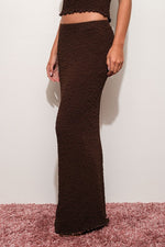 Sleeveless Textured Boatneck And Maxi Skirt Set Brown