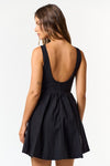 Sleeveless Boatneck Bubble Mini Dress Black