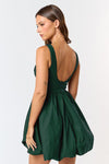  Sleeveless Boatneck Bubble Mini Dress Hunter Green